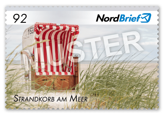 Markenserie Nordfriesland - Motiv Strandkorb am Meer - Postkarte/ Standardbrief - 10er Bogen