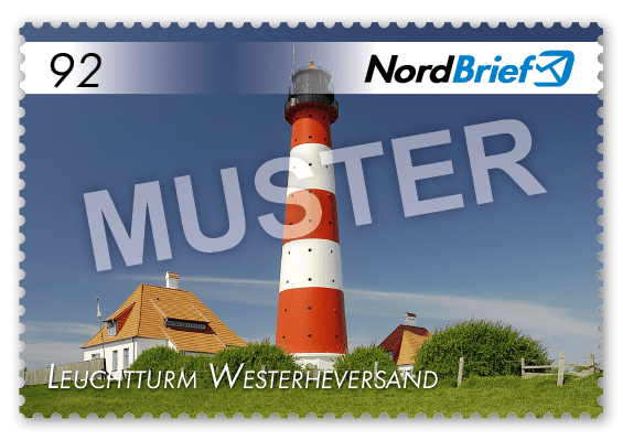 Markenserie Schleswig-Holstein – unsere Heimat - Motiv Leuchtturm Westerheversand - Postkarte/ Standardbrief - 10er Bogen