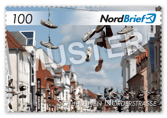 Markenserie Fördestadt Flensburg - Motiv Schuhleinen Norderstrasse - Kompaktbrief - 10er Bogen